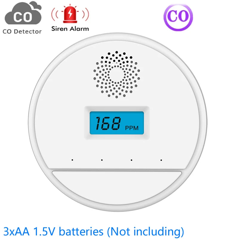 LCD CO Sensor Work alone Built-in 85dB siren sound Independent Carbon Monoxide Poisoning Warning Alarm Detector