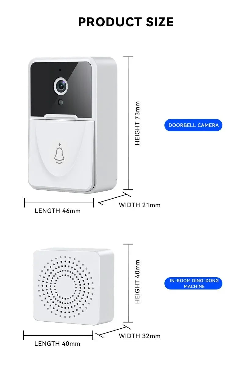 Tuya WiFi Video Doorbell Smart Home Door Bell 2.4Ghz Wireless Rechargeable Battery Outdoor HD Camera Visual Doorbell
