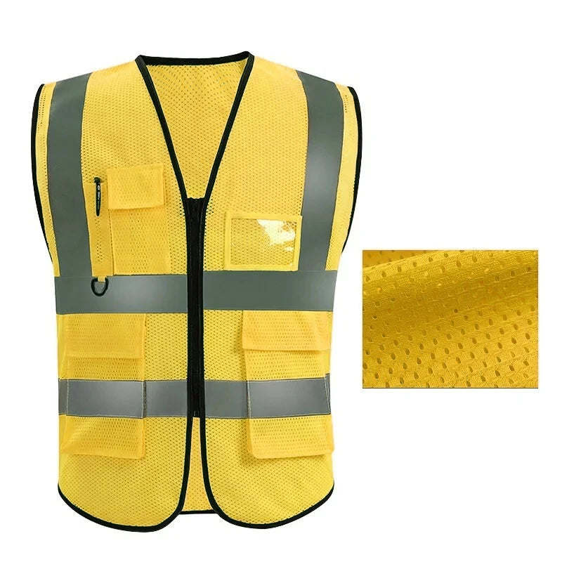 New Nighttime Traffic Environment Hygiene Garden Architecture Multi Pocket Anti static Grid Reflective Vest