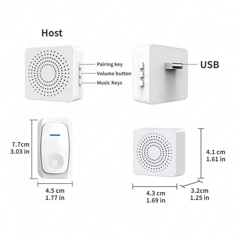 New Wireless Doorbell Home Intelligent Welcome Doorbell Waterproof 150M Remote USB Plug Easy to Install No Wiring Required