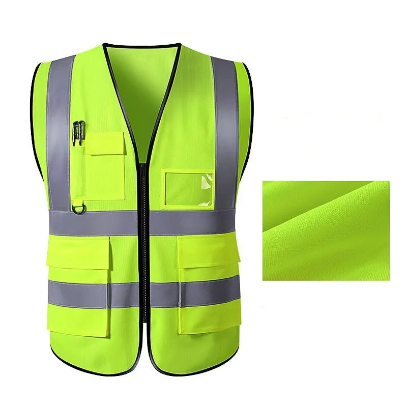 New Nighttime Traffic Environment Hygiene Garden Architecture Multi Pocket Anti static Grid Reflective Vest